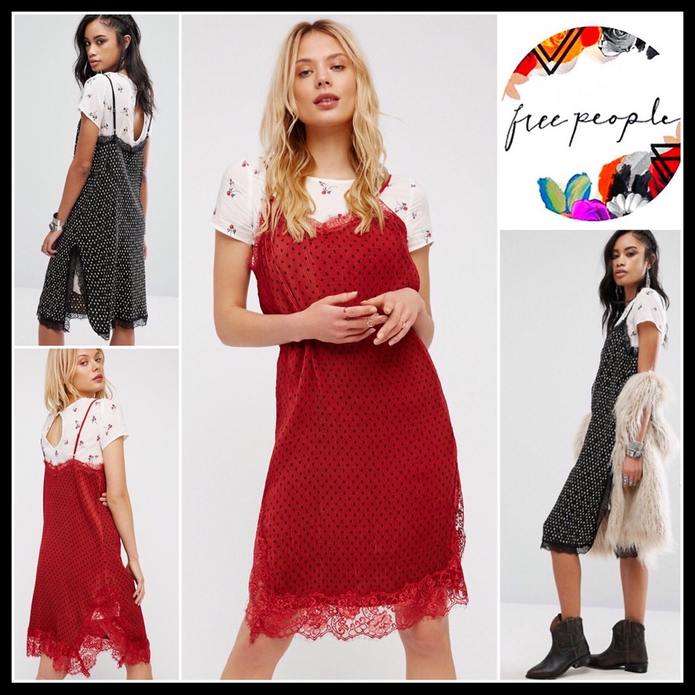 ❤️SALE❤️FREE PEOPLE RED MIDI DRESS & TUNIC SET - Picture 1 of 8
